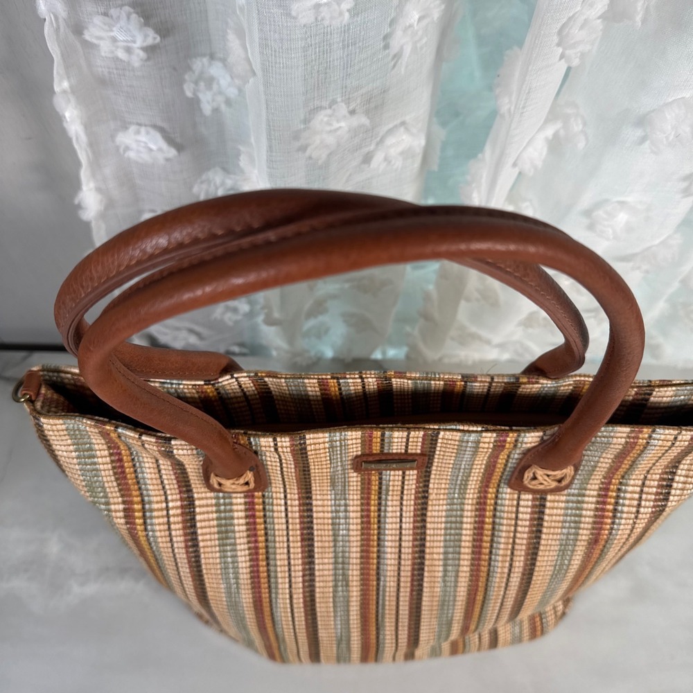 Sun N Sand Woven Striped Tote Bag Zip Close Summer Beach Resort Vacation Cruise - Picture 4 of 12
